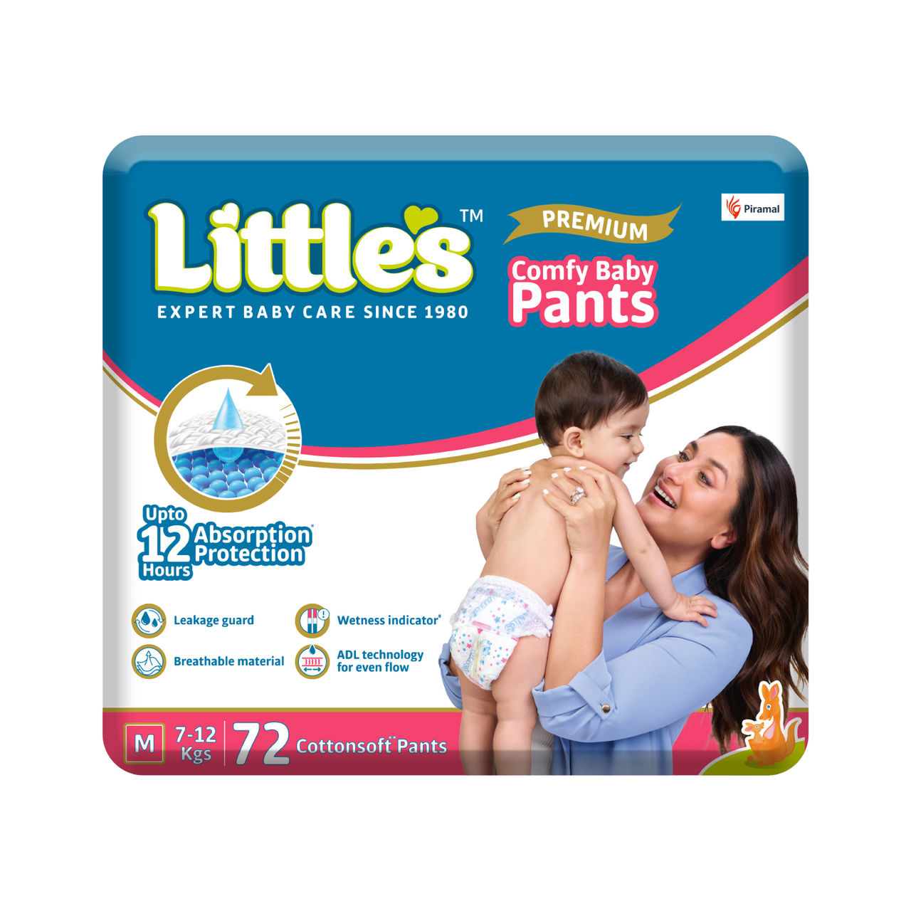 Littles Expert Baby Care Comfy Baby Diapers | Pant Style | M | 72 pcs