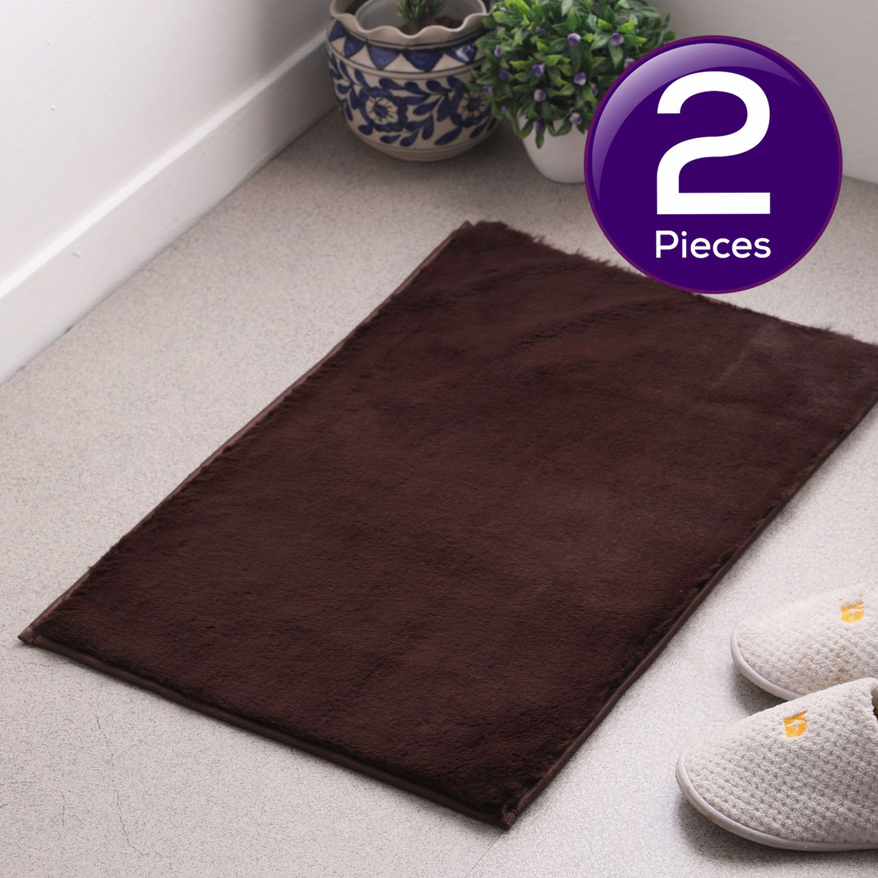 Elegant Weavers Furry Door Mat - Brown 1 pc Combo