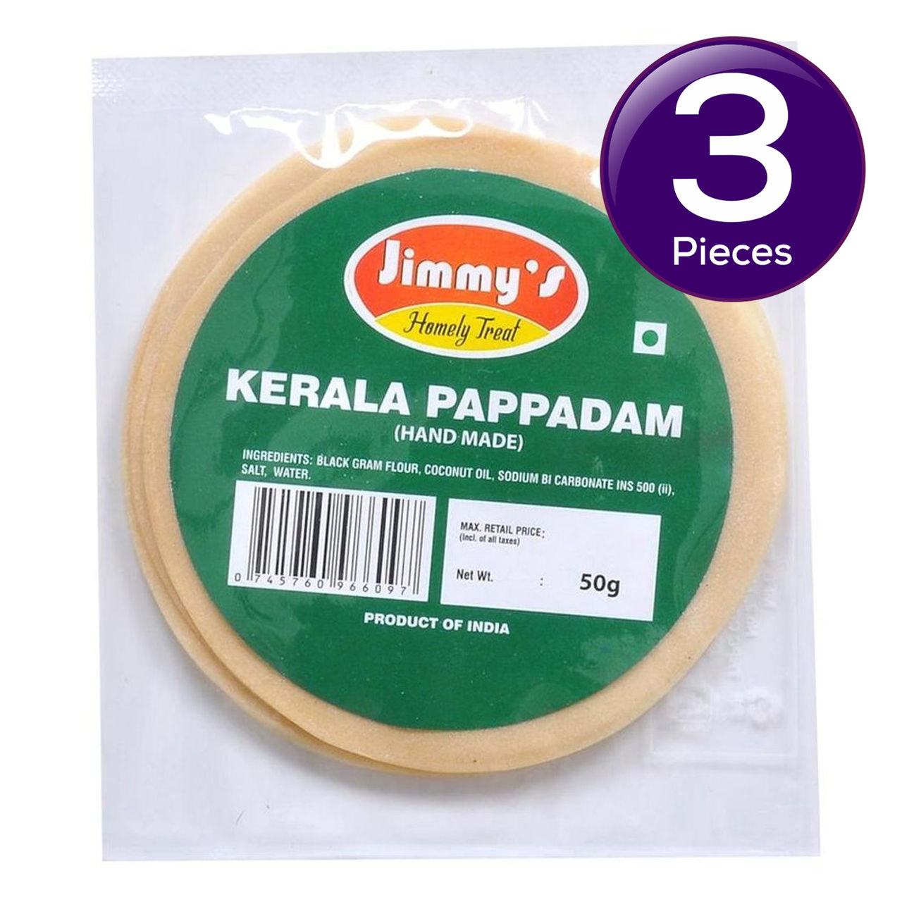 Jimmy's Kerala Pappadam 60 g Combo