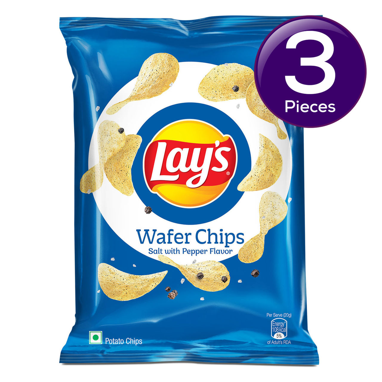 Lay's Potato Chips Wafer style - Salt with Pepper Flavour 40 g Combo