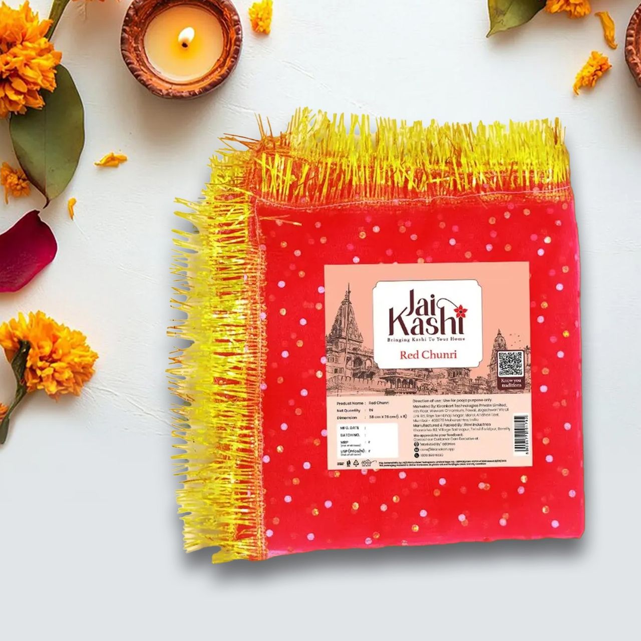 Jai Kashi Chunri - Red | 15 x 30 inch