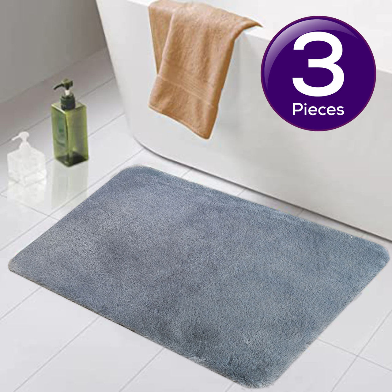 Elegant Weavers Furry Door Mat - Grey 1 pc Combo