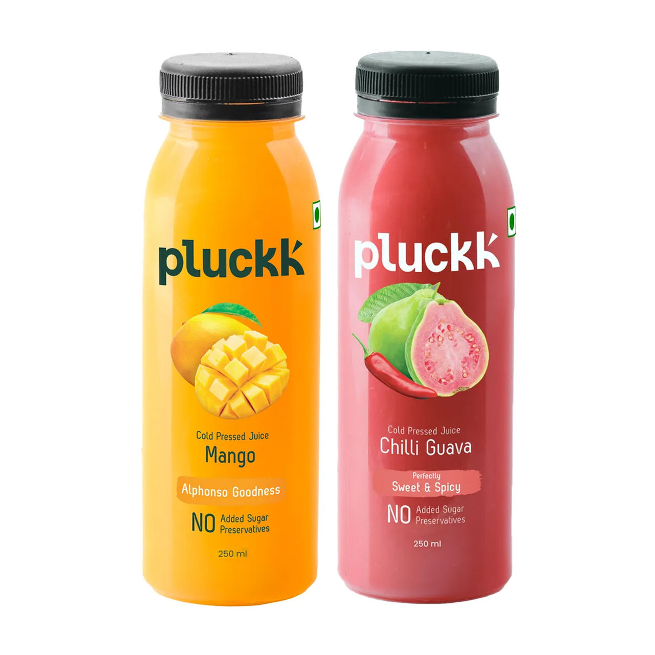 Pluckk Fresh Mango Fruit Juice (250ml) & Pluckk Guava Fresh Juice (250ml) Combo
