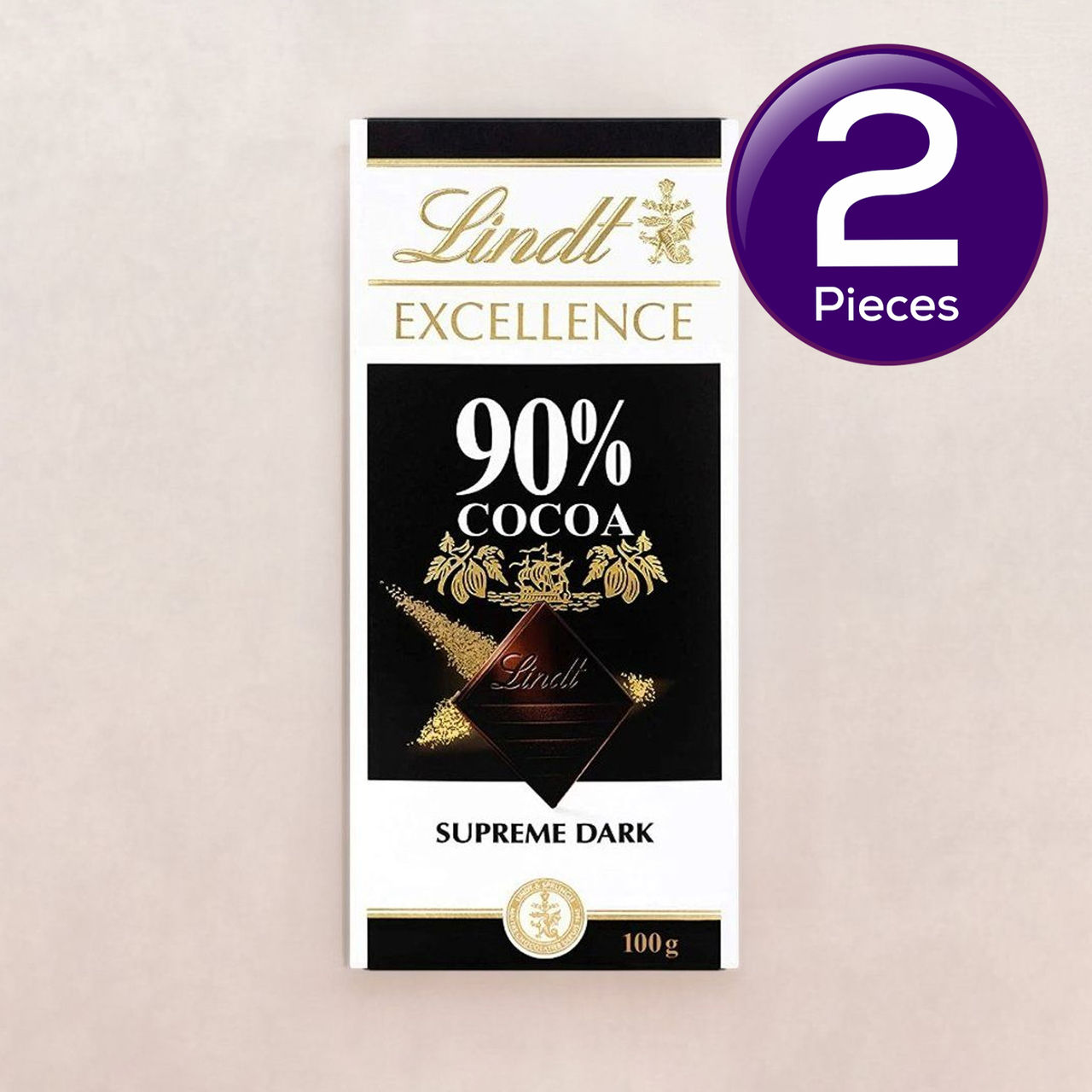 Lindt Excellence 90% Cocoa Supreme Dark Chocolate Bar 100 g Combo