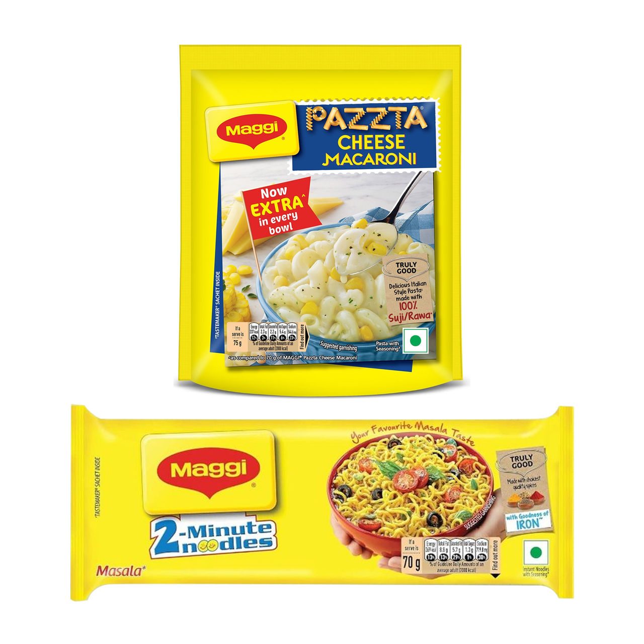 Maggi 2- Minute Instant Masala(420gms) & Maggi Pazzta Instant Pasta - Cheese Macaroni(75gms) Combo