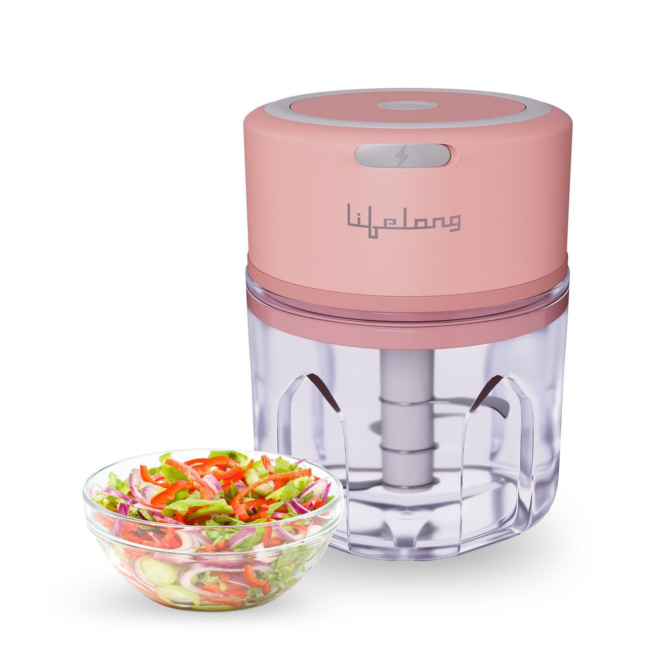 Lifelong Usb Rechargeable Wireless Electric Chopper For Onion, Garlic, Vegetables, Nuts,Meat-250 Ml (12cm X 8 cm)