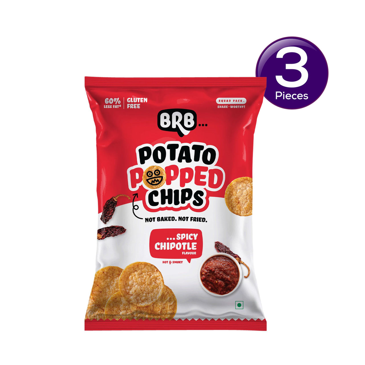 BRB Potato Popped Chips - Spicy Chipotle Flavour 48 g Combo