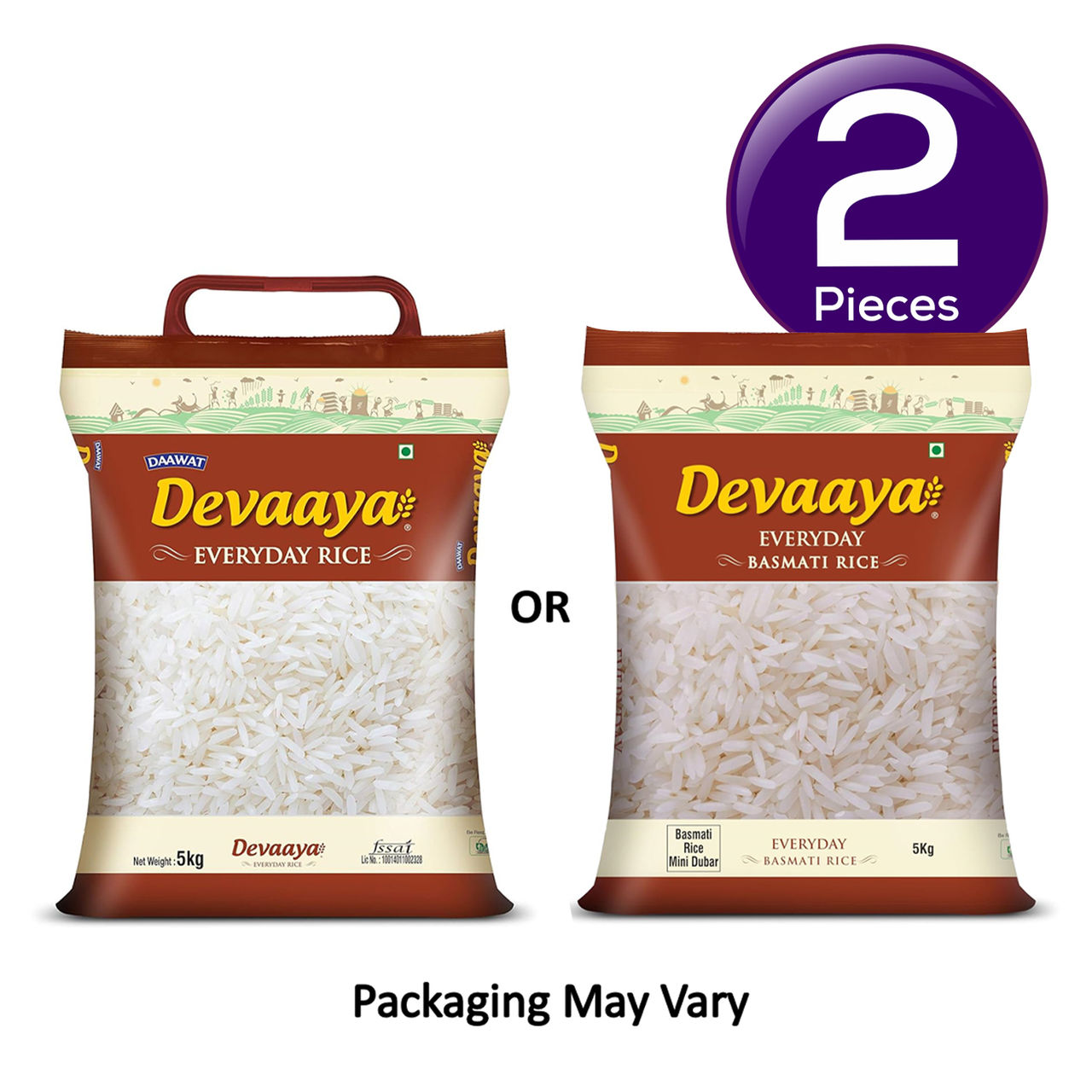 Daawat Devaaya Everyday Basmati Rice-5 Kg | Medium Grain 5 kg Combo