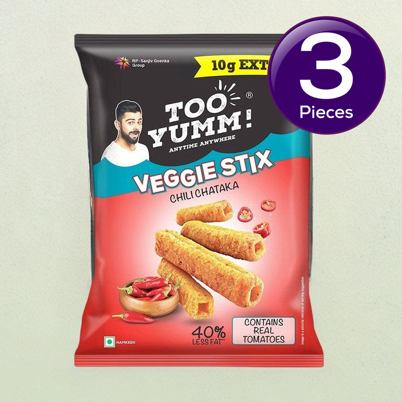 Too Yumm! Chili Chataka Veggie Stix | Munching Snack | On-the-Go Munchies 75 g Combo