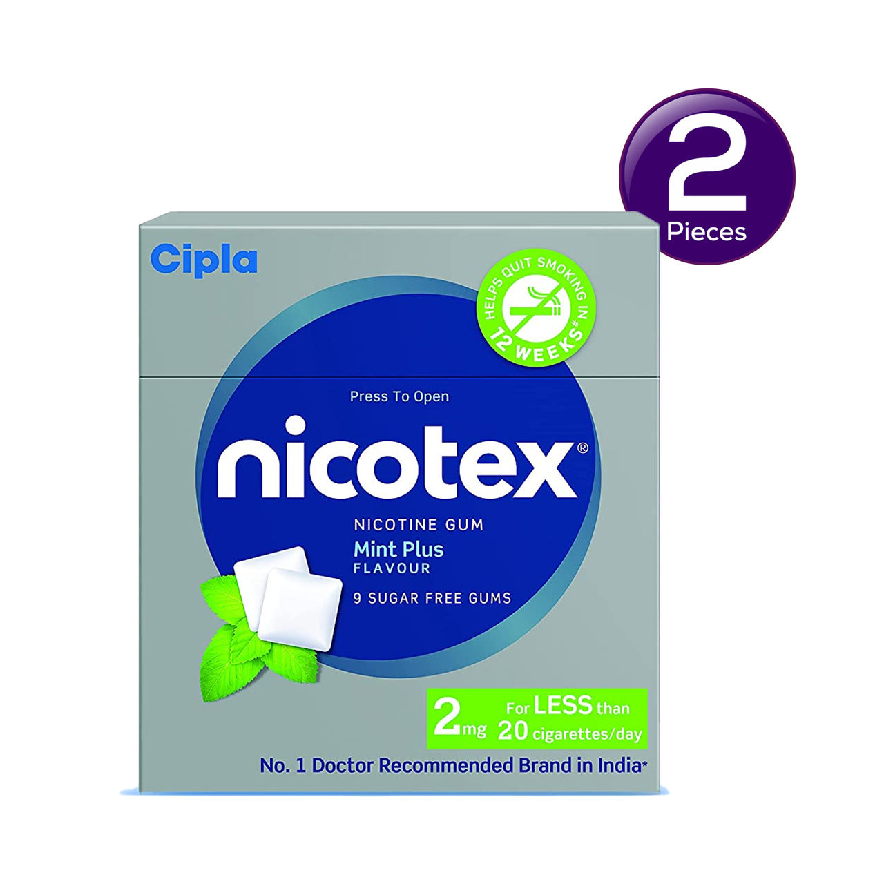 Nicotex Mint Plus 2 Mg 12 pc Combo