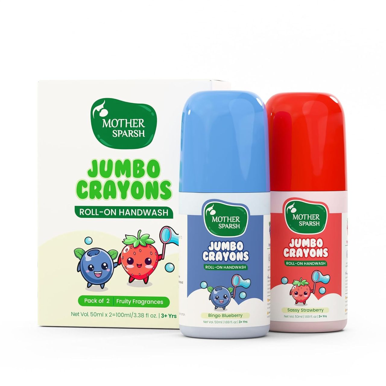 Mother Sparsh Jumbo Crayon Roll On Hand Wash Handwash For Kids | Assorted | 3+ years