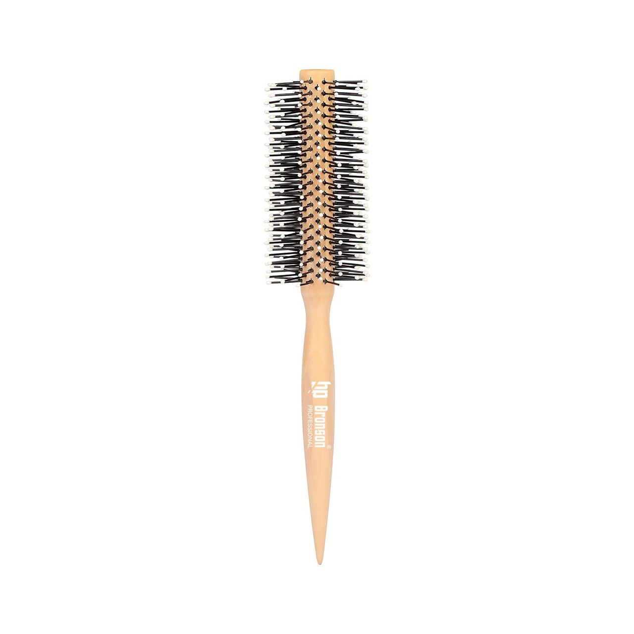 Bronson Professional Round Hair Brush Wooden For Quick Curls, Waves And Volume To Hair