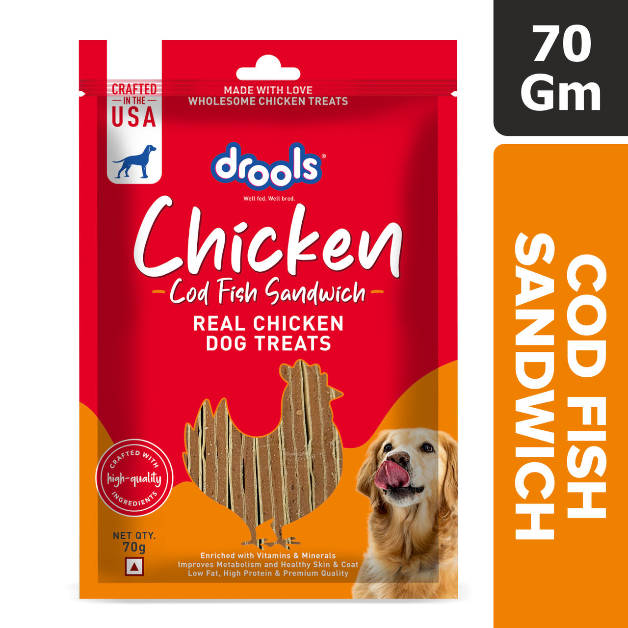 Drools Cod Fish Sandwich Dog Treats, Best For Training & Bonding | For Puppy & Adult