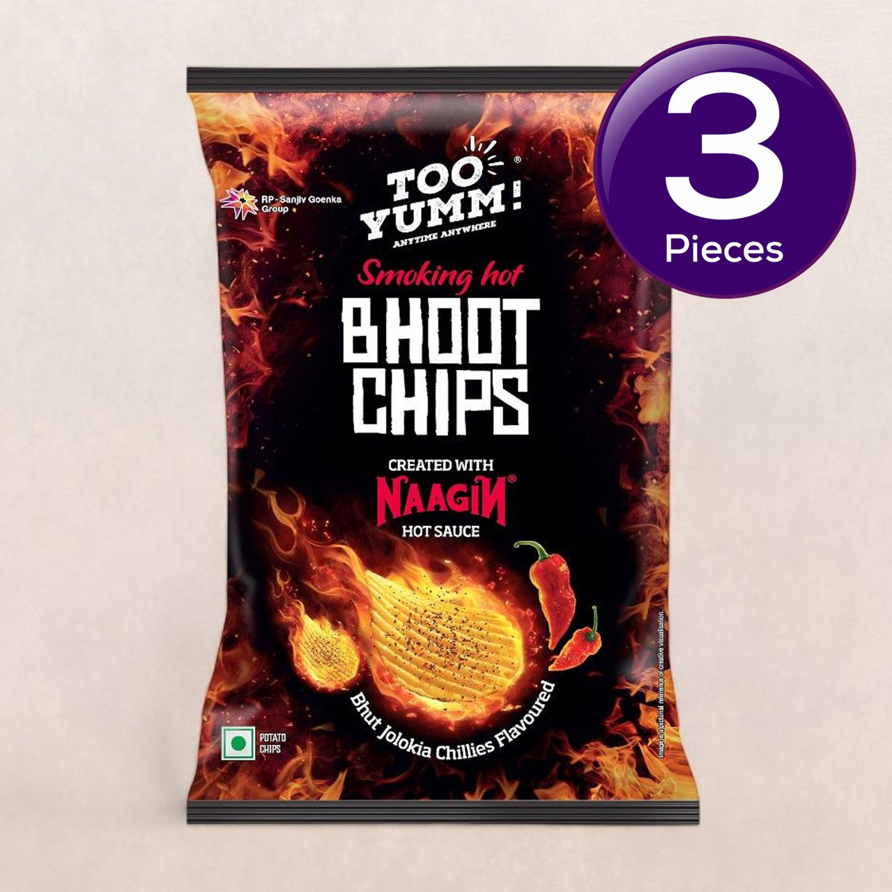 Too Yumm! Bhoot Chips Created With Naagin Hot Sauce | Tasty & Spicy Potato Chips | 100% Vegetarian 82 g Combo