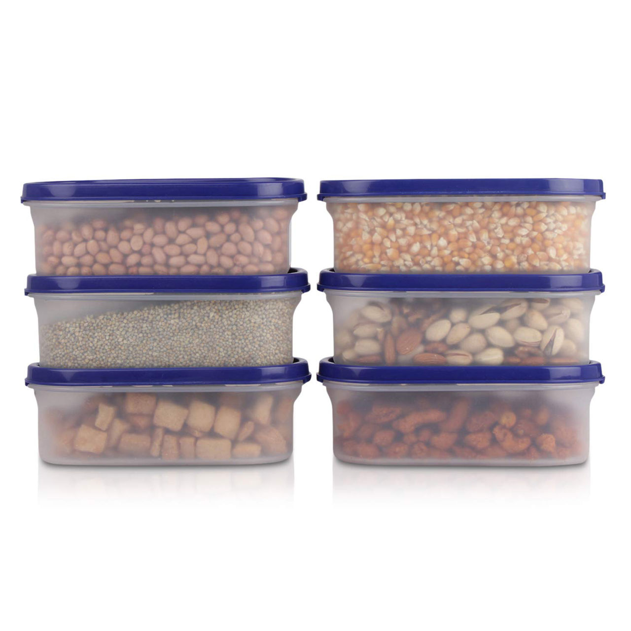 Cutting EDGE 525 ml Modular Storage Containers Microwave safe , BPA free-Set of 6 , Dark Blue