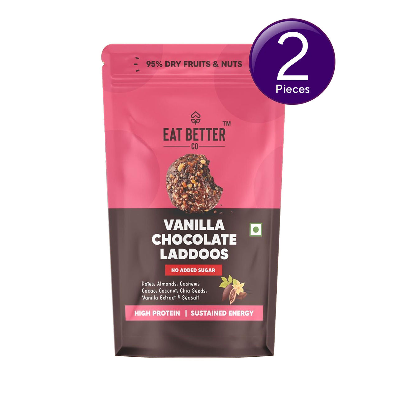 Eat Better Co - Vanilla & Chocolate Ladoos - No Added Sugar - High Protein, 100% Natural 200 g X 2 Combo