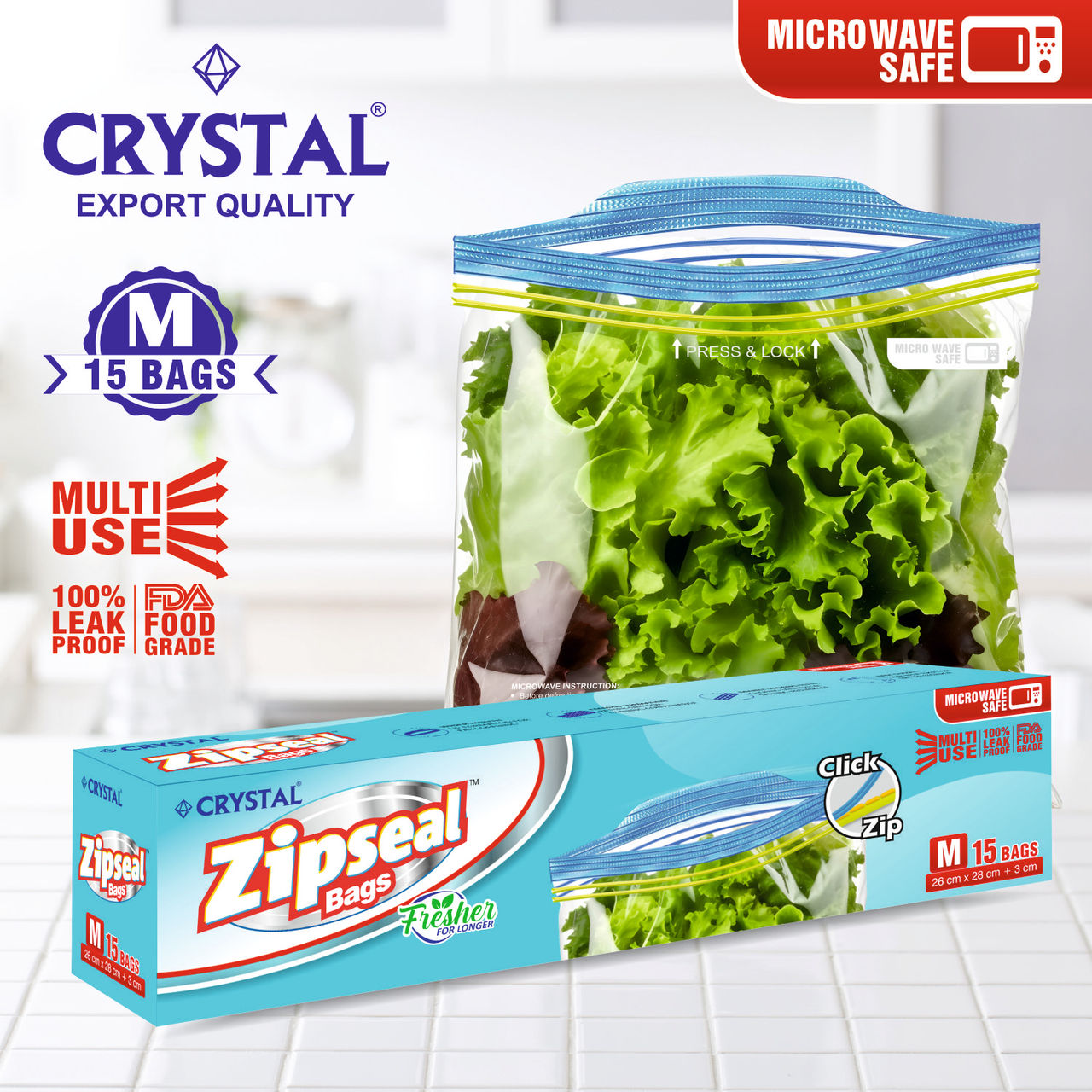 Crystal Medium Zip Seal Bag