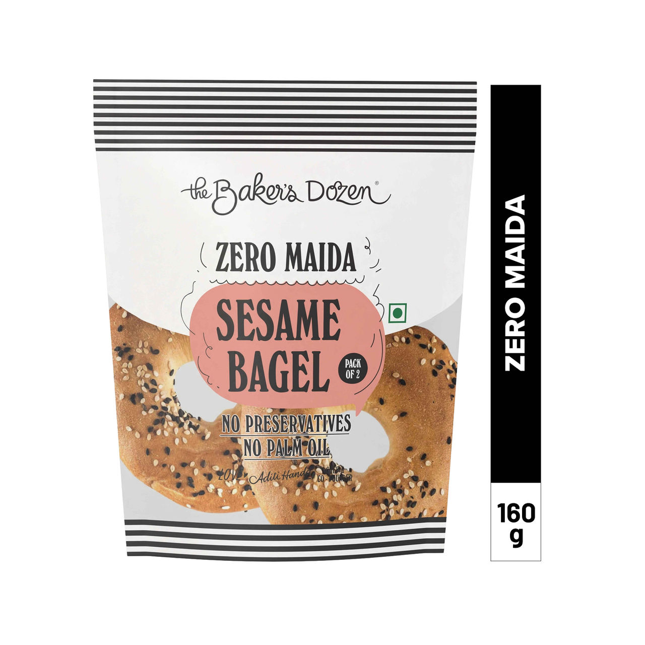 The Baker's Dozen 100% Wholewheat Bagel Seasame Bread | Zero Maida | No Palm Oil No Preservative