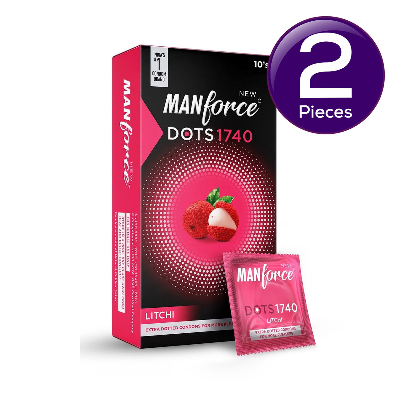 Manforce Extra Dotted (1740 Dots) Litchi Flavoured Condoms 10 pc Combo
