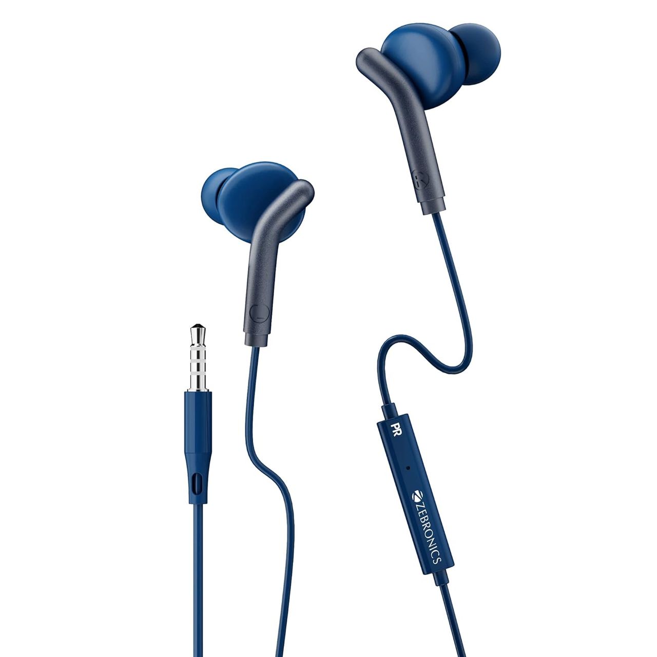 Zebronics Bro Wired Earphones With Mic 3.5Mm Jack 10Mm Drivers Phone Tablet Compatible Blue