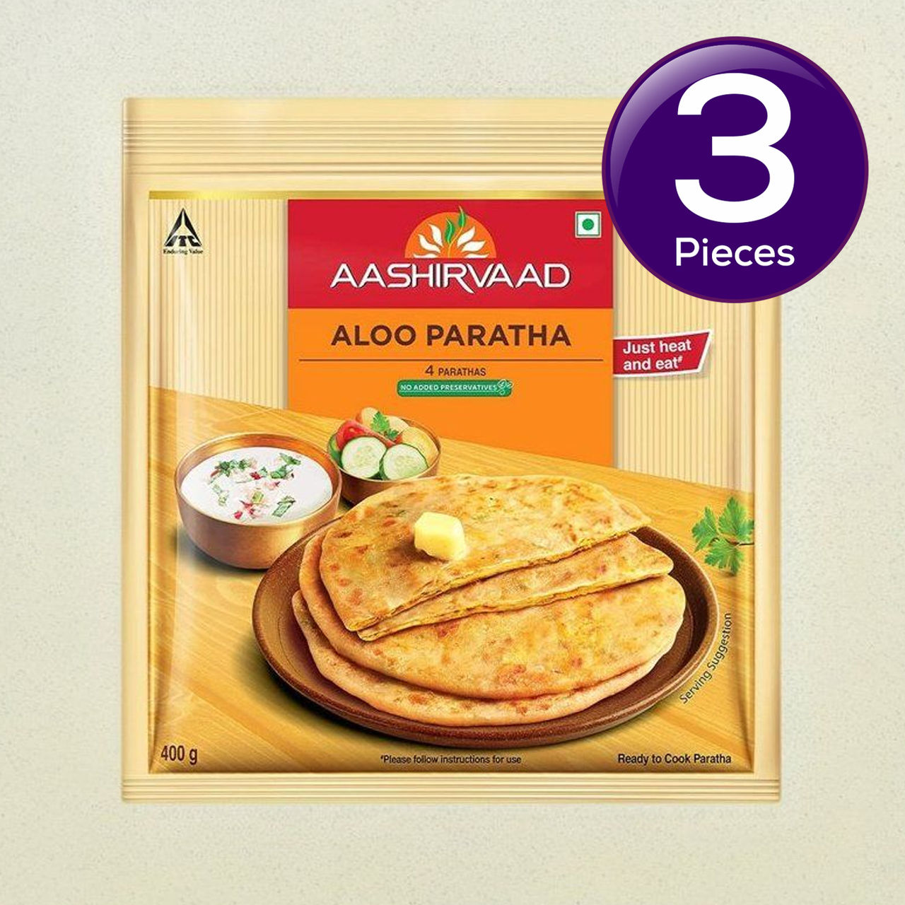 Aashirvaad Ready To Cook Aloo Paratha 400 g Combo