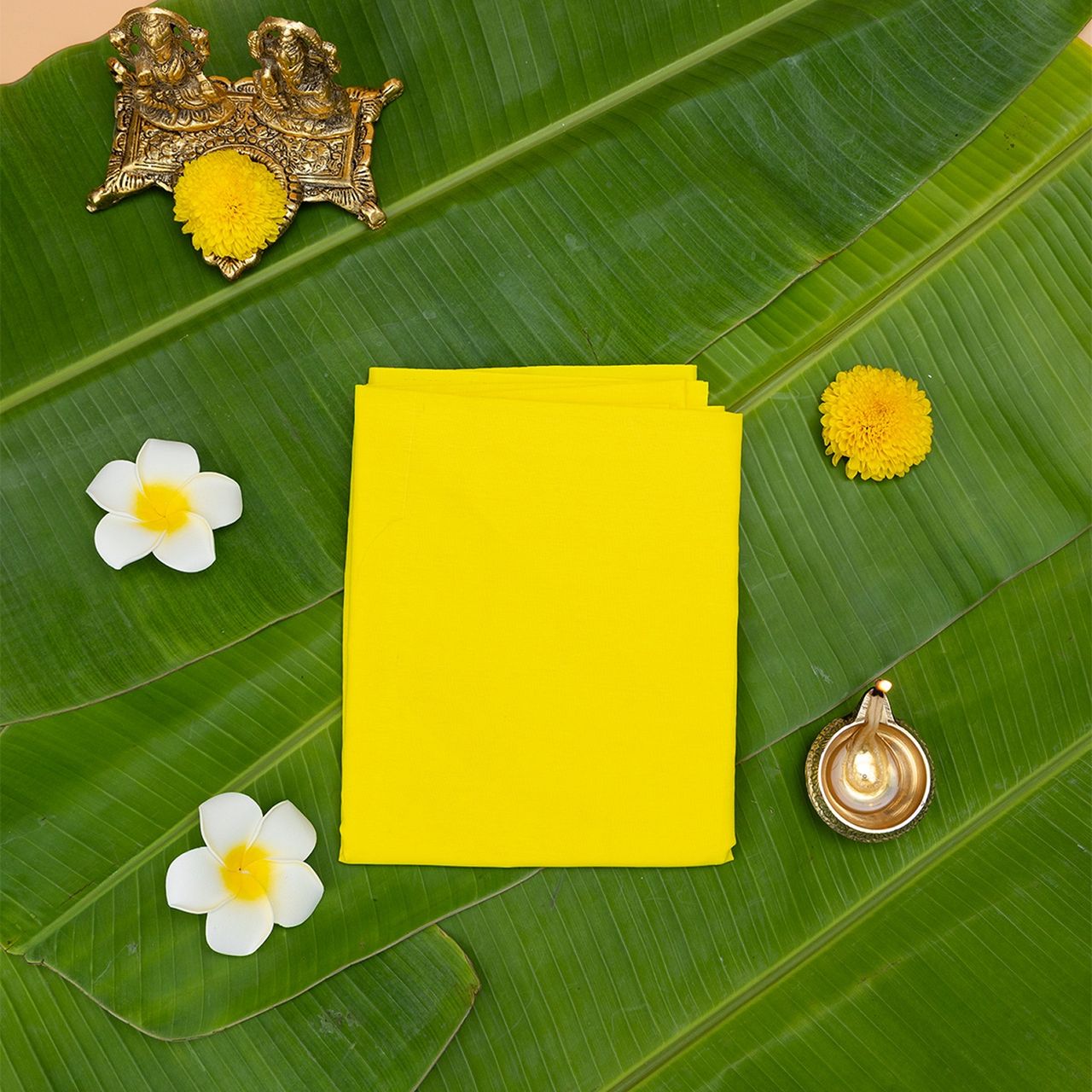 Jai Kashi Pooja Cloth - Yellow | 1.25 m x 0.8 m
