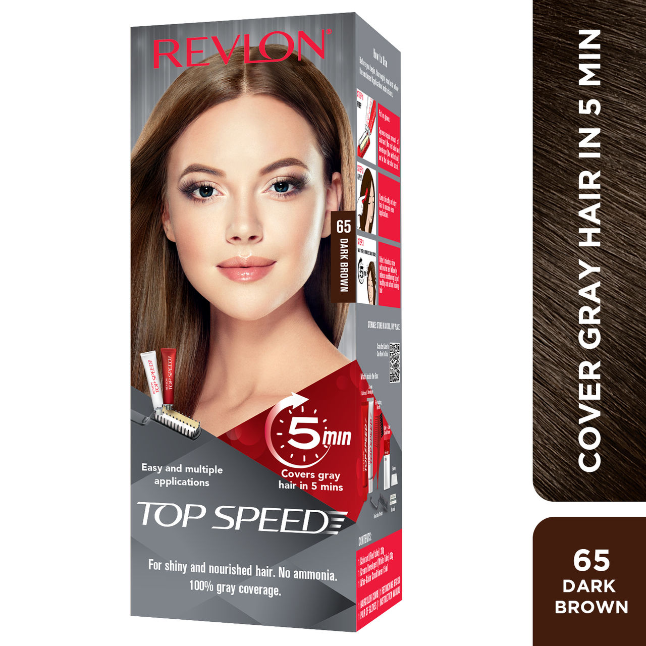 Revlon Top Speed Hair Color Small Pack Woman - Dark Brown 65