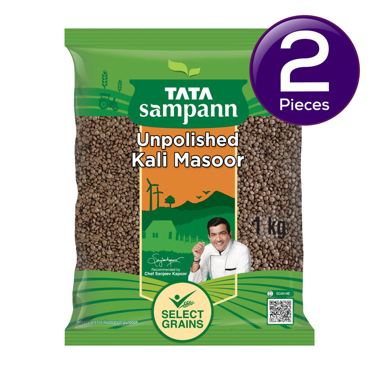 Tata Sampann Unpolished Kali Masoor Dal 1 kg Combo