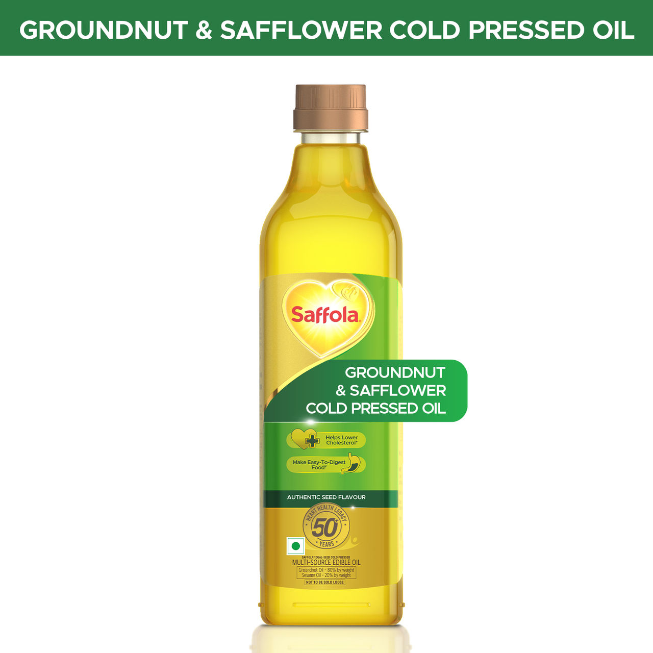 Saffola Cold Pressed Multi-Source Oil |Groundnut Oil And Safflower Seed Oil|Helps Lower Cholesterol