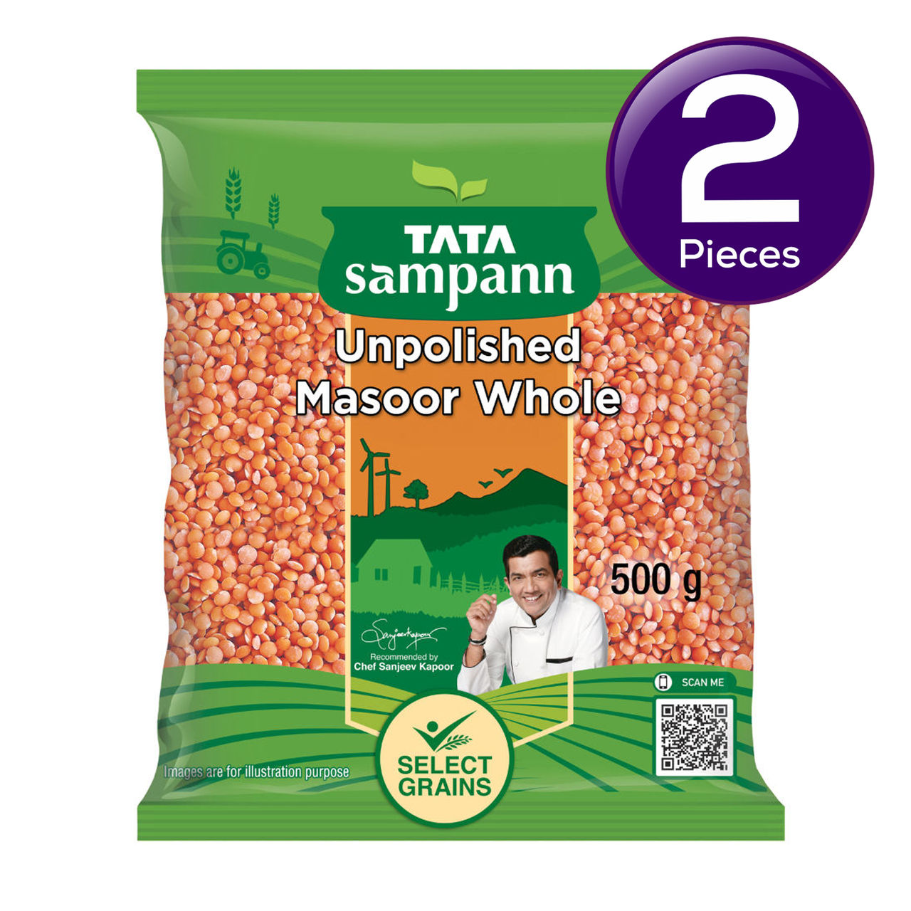 Tata Sampann Unpolished Masoor - Whole 500 g Combo