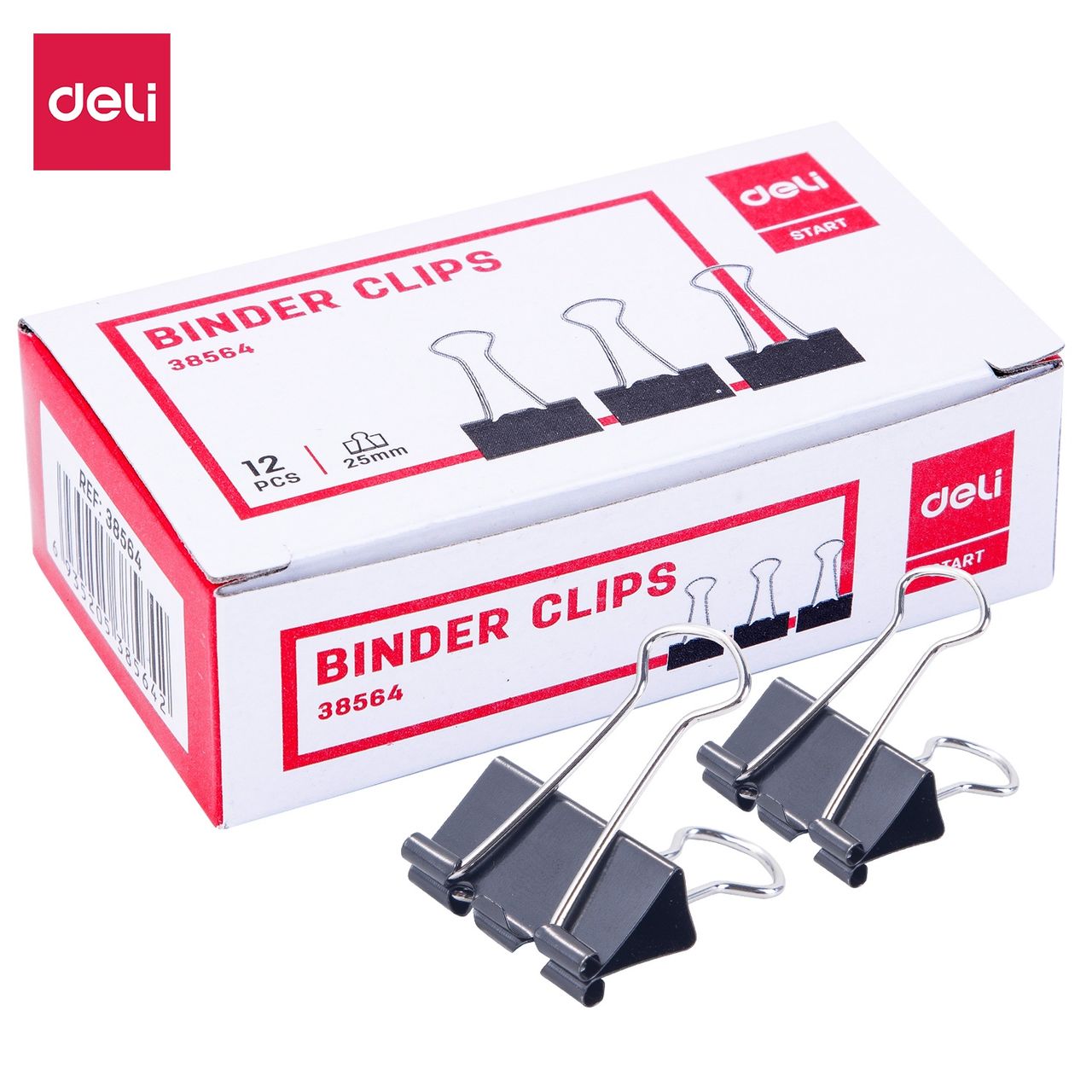 Deli W38564 Binder Clips 25 Mm Blk 12 T