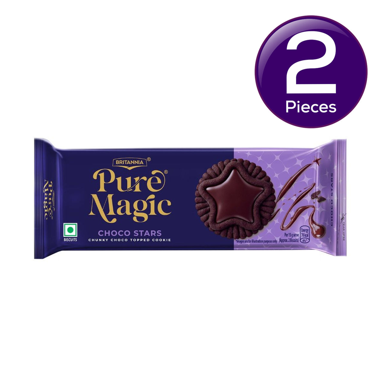 Britannia Pure Magic Choco Stars | Chunky Chocolate Topped Cookie 68.9 g Combo