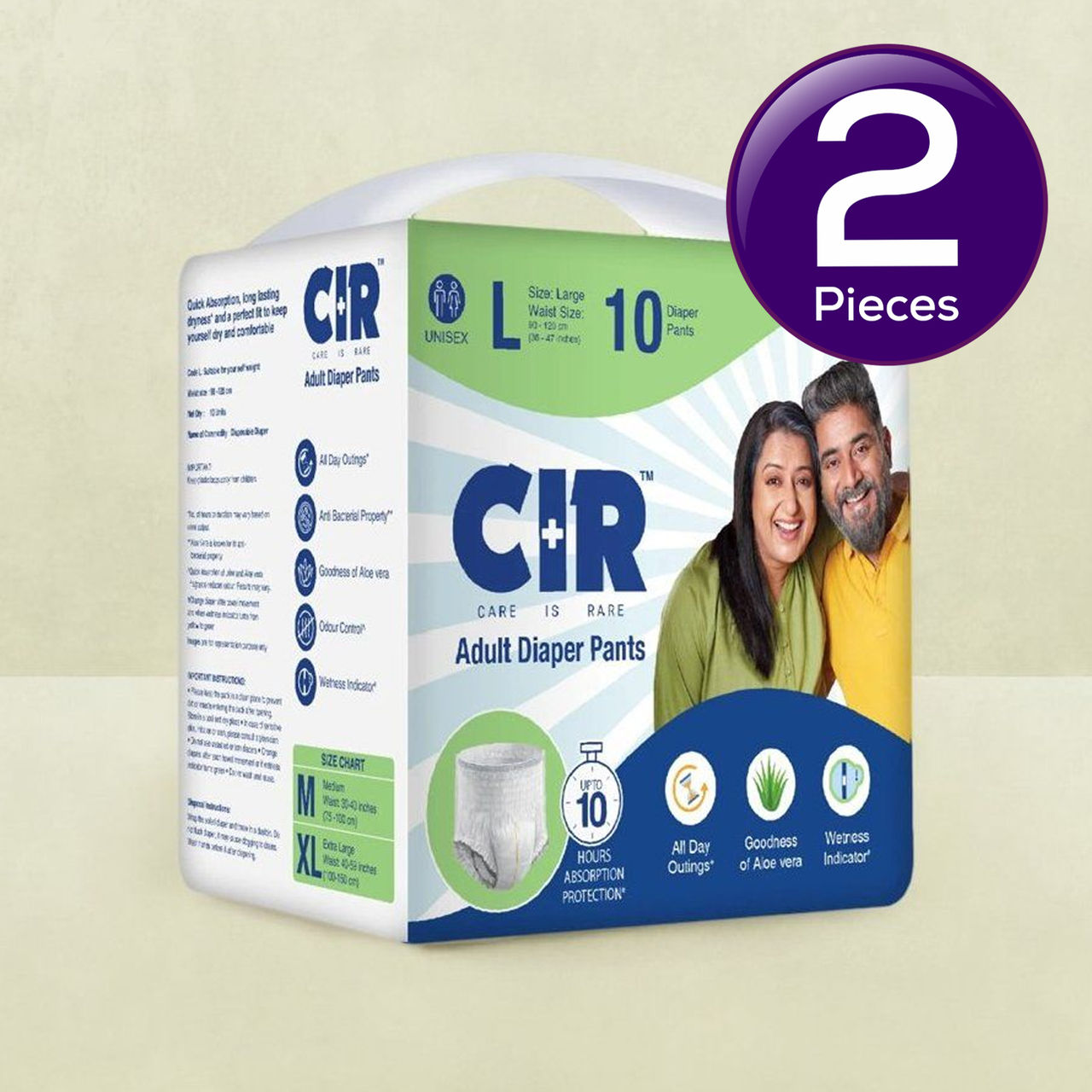 CIR Adult Diaper ( Pants, L , 90-120 cm) 10 pc Combo