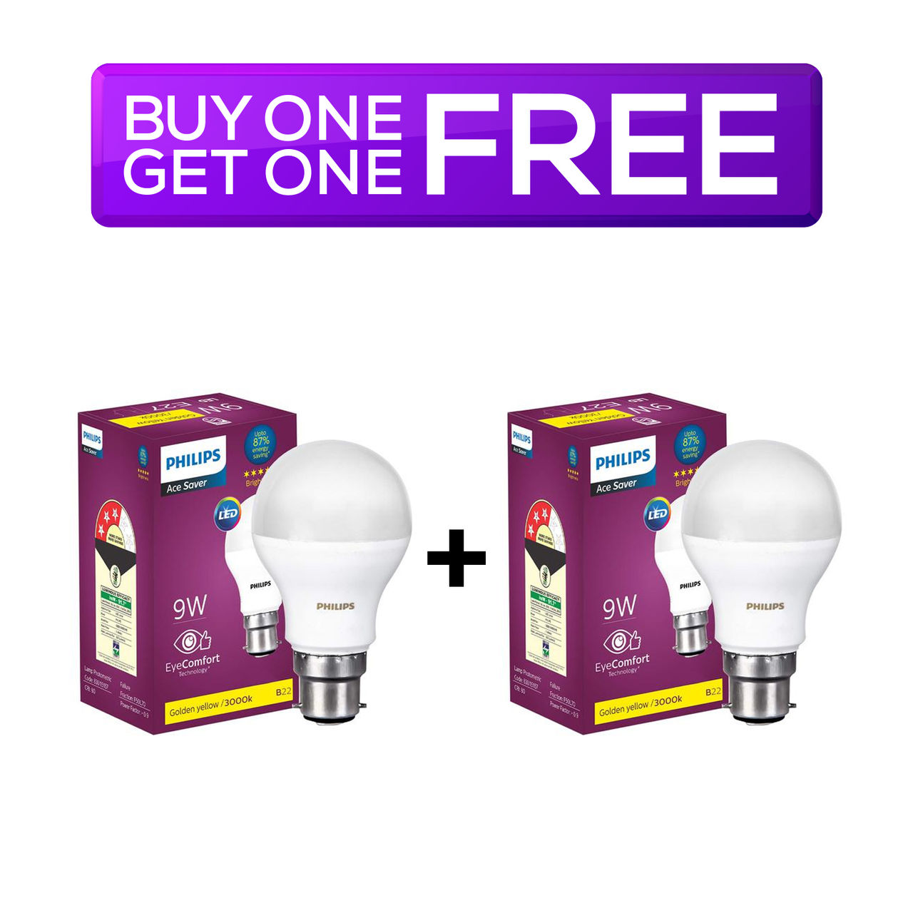 Philips 9 W LED Bulb - Golden Yellow | 3000 K | High Brightness 1 pc Combo