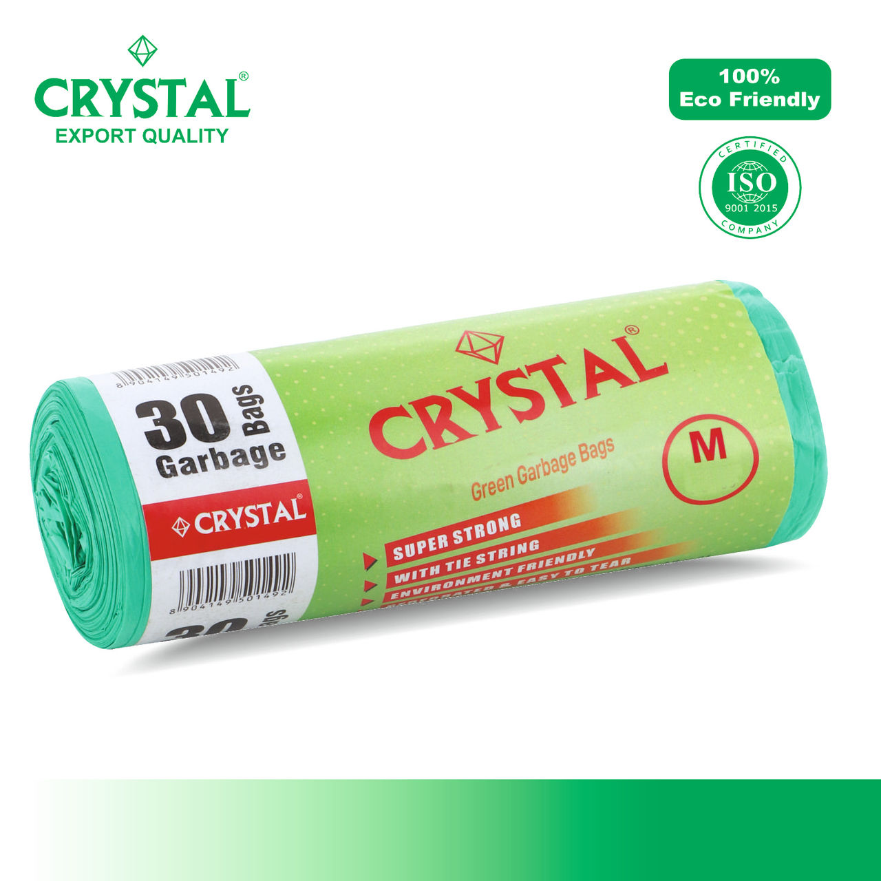 Crystal Medium Green Garbage Bag Roll 19X21