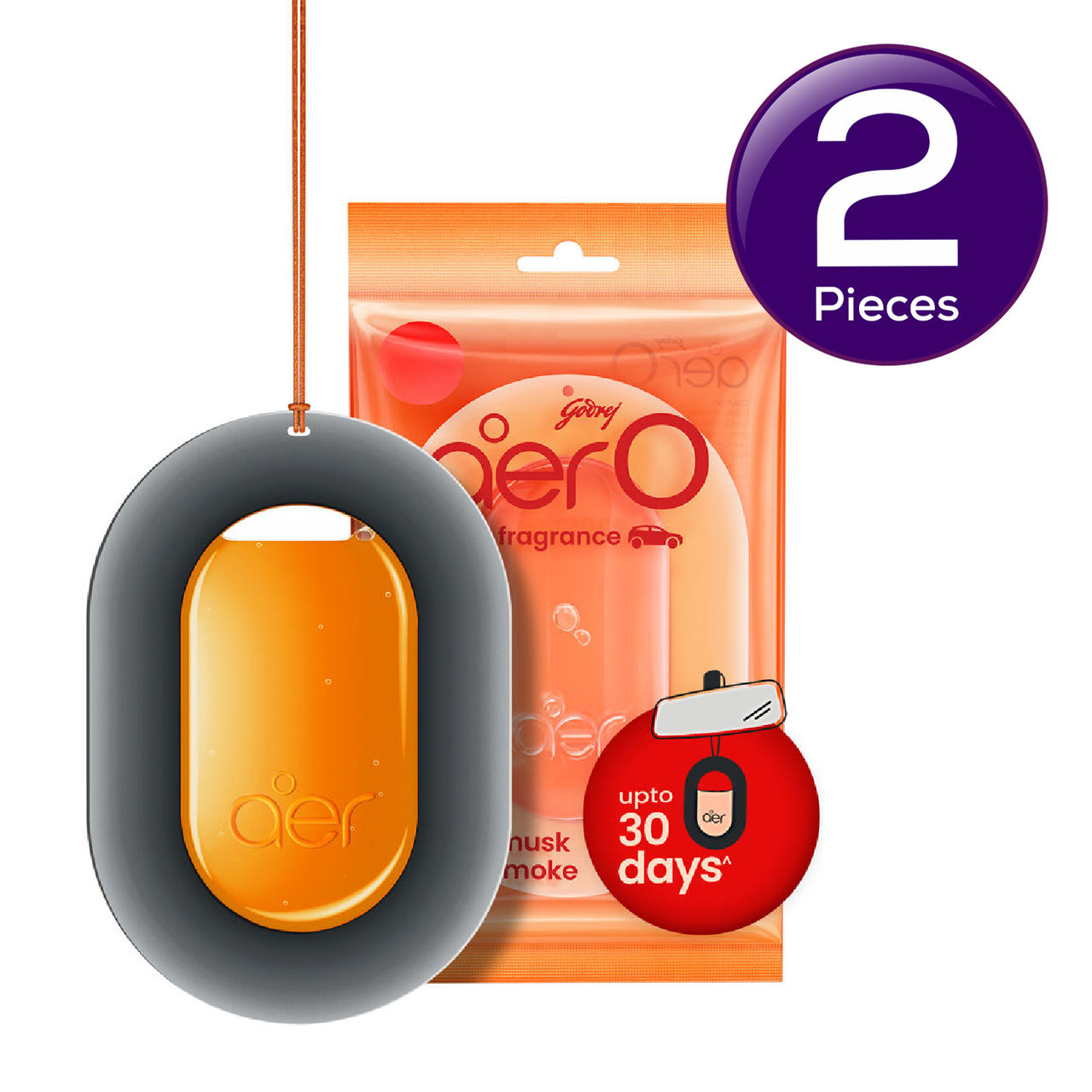 Godrej Aer O - Hanging Car Air Freshener - Musk After Smoke 7.5 g Combo