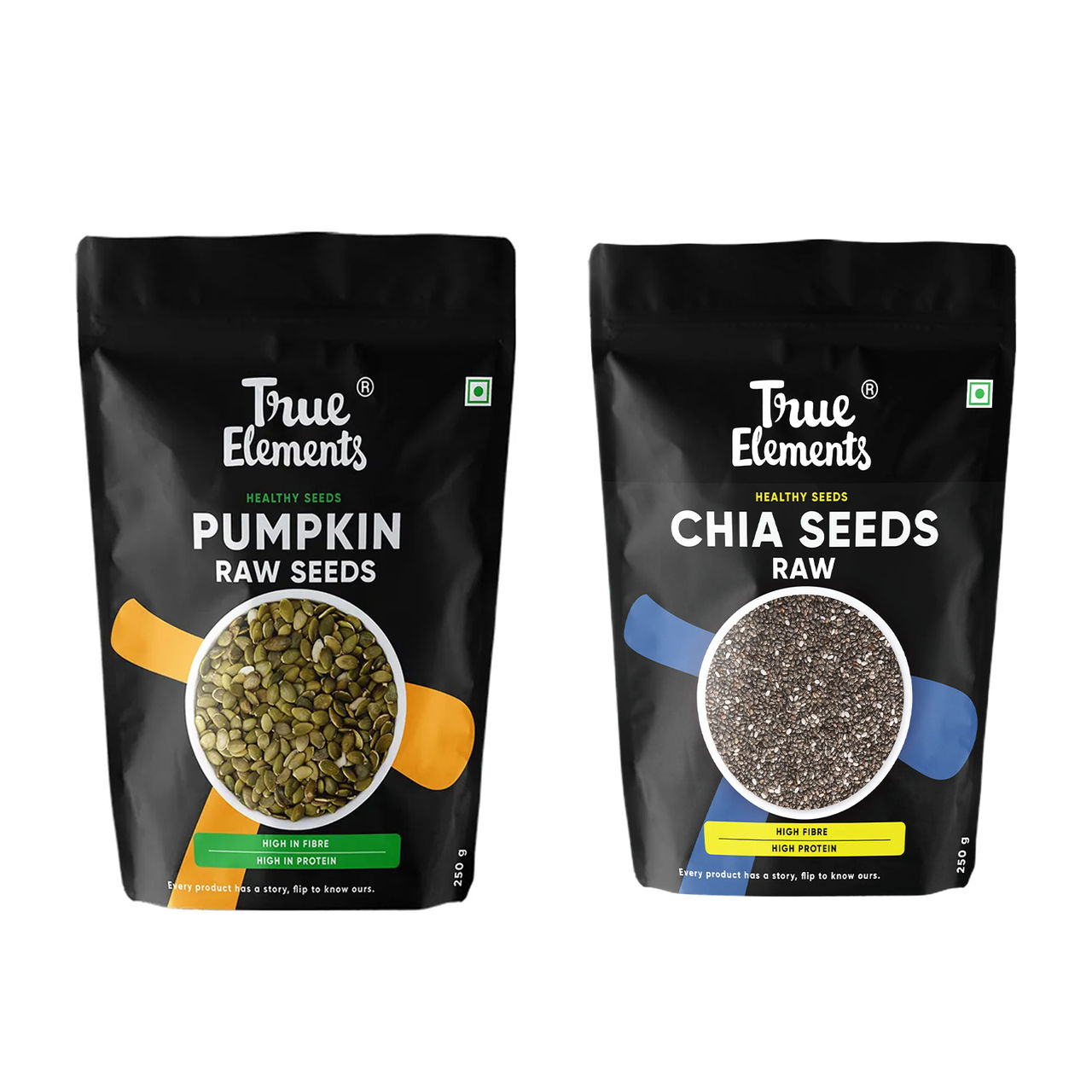True Elements Raw Pumpkin Seeds(250gms) & True Elements Chia Seeds(250gms) Combo