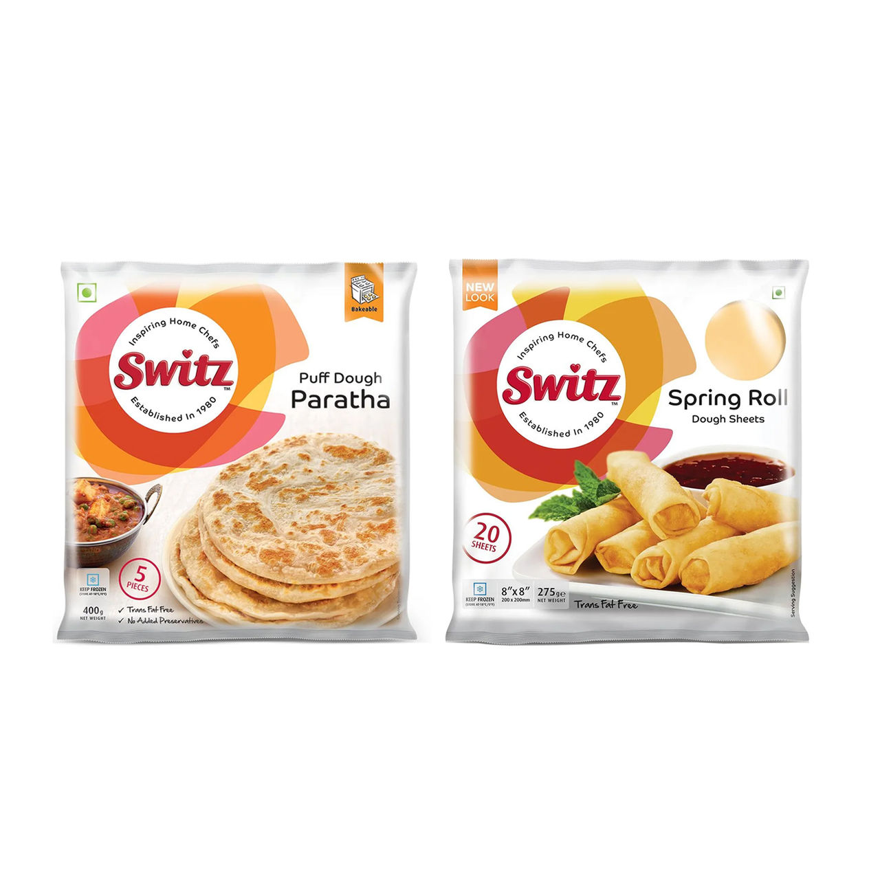 Switz Puff Dough Paratha (05 Units)(400gms) & Switz Spring Roll Dough Sheets 20 Piece(20pc) Combo