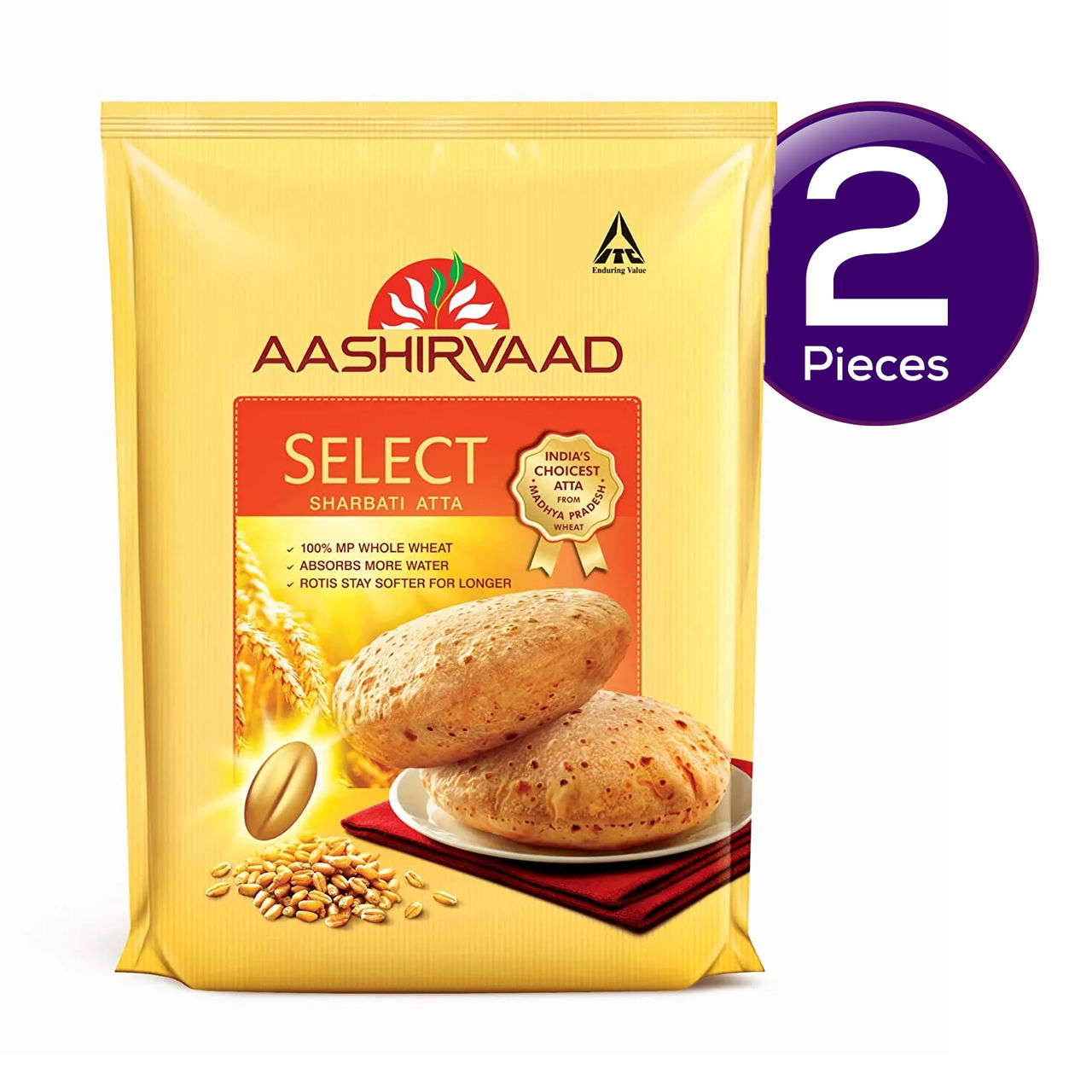 Aashirvaad Select Atta | Made from 100% MP Sharbati Wheat for Softer Rotis 1 kg Combo