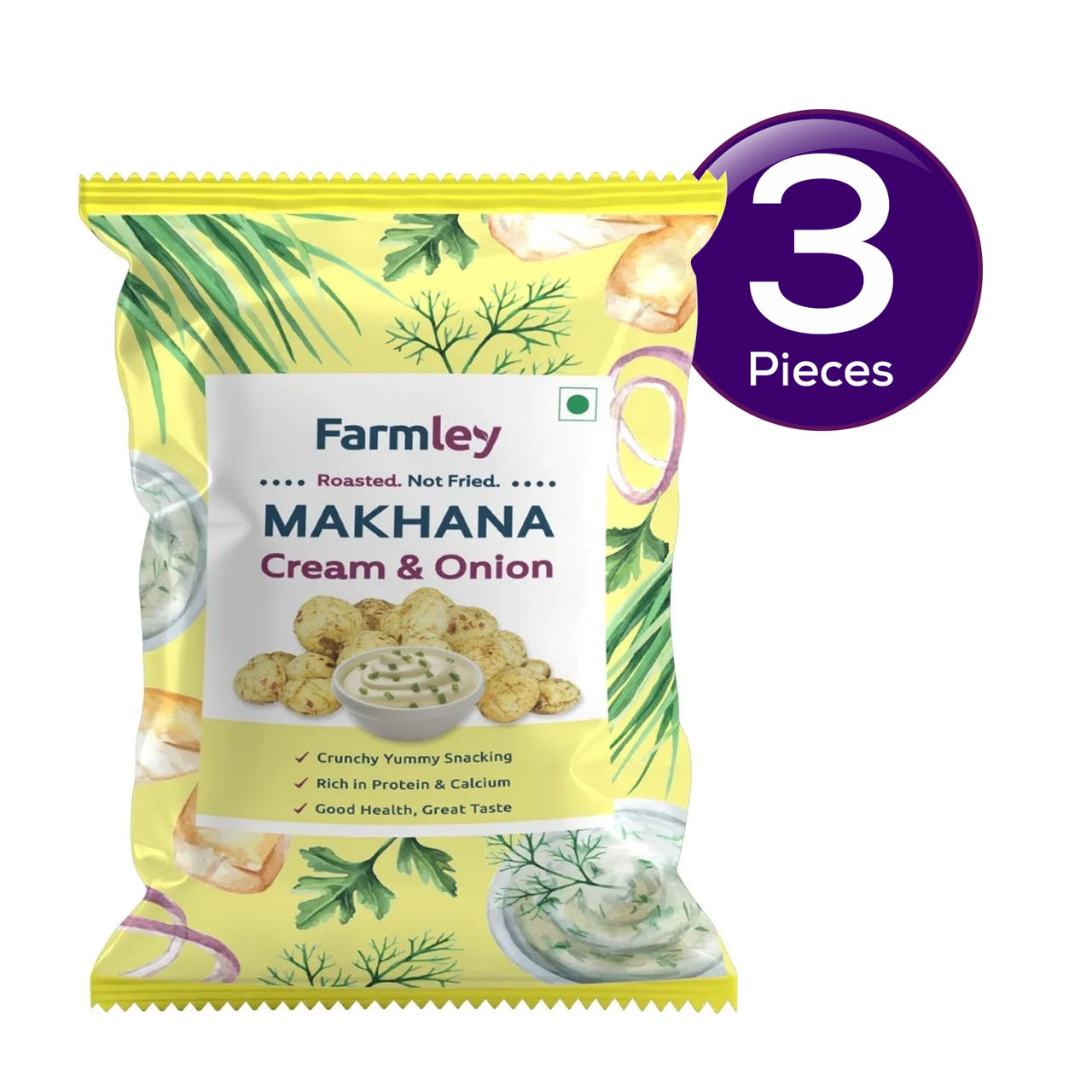 Farmley Cream And Onion Makhana | Roasted In Olive Oil 16 g Combo