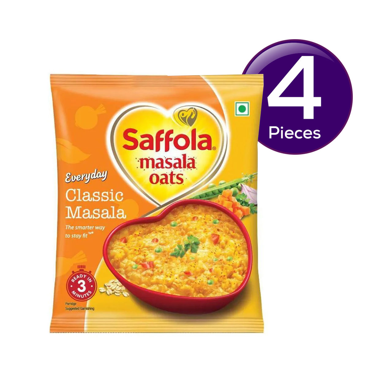 Saffola Masala Oats |Classic Masala | Anytime Snack | Ready in 3 mins | Millets Goodness 38 g Combo