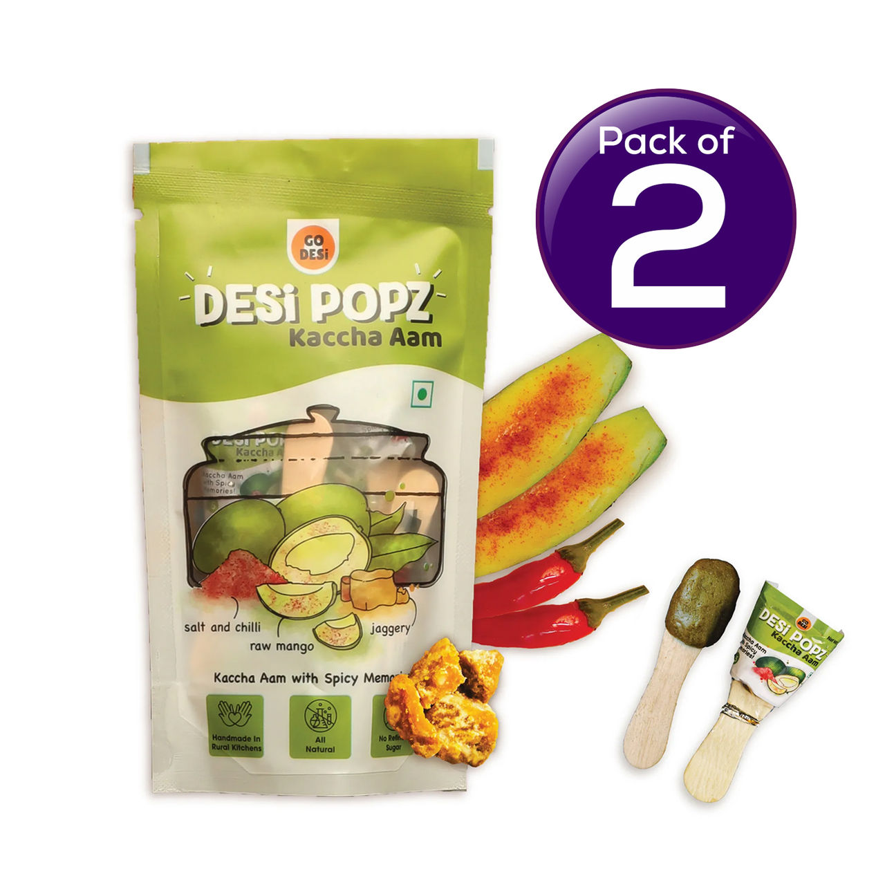 Go Desi Desi Popz Kaccha Aam Mango Candy 10 pc Combo