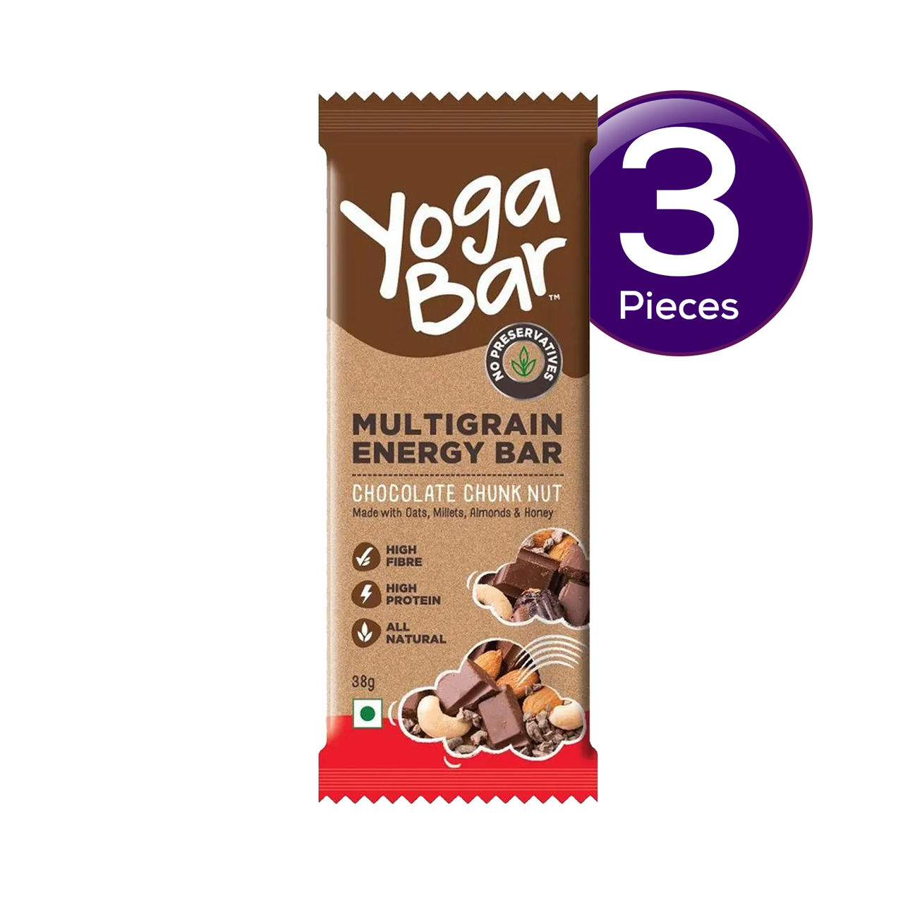Yogabar Multigrain Energy Bars Chocolate Chunk with Nuts, Oats and Millets,Chia Seeds, Protein Bars 35 g Combo