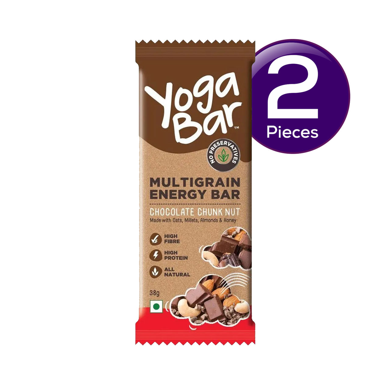 Yogabar Multigrain Energy Bars Chocolate Chunk with Nuts, Oats and Millets,Chia Seeds, Protein Bars 35 g Combo