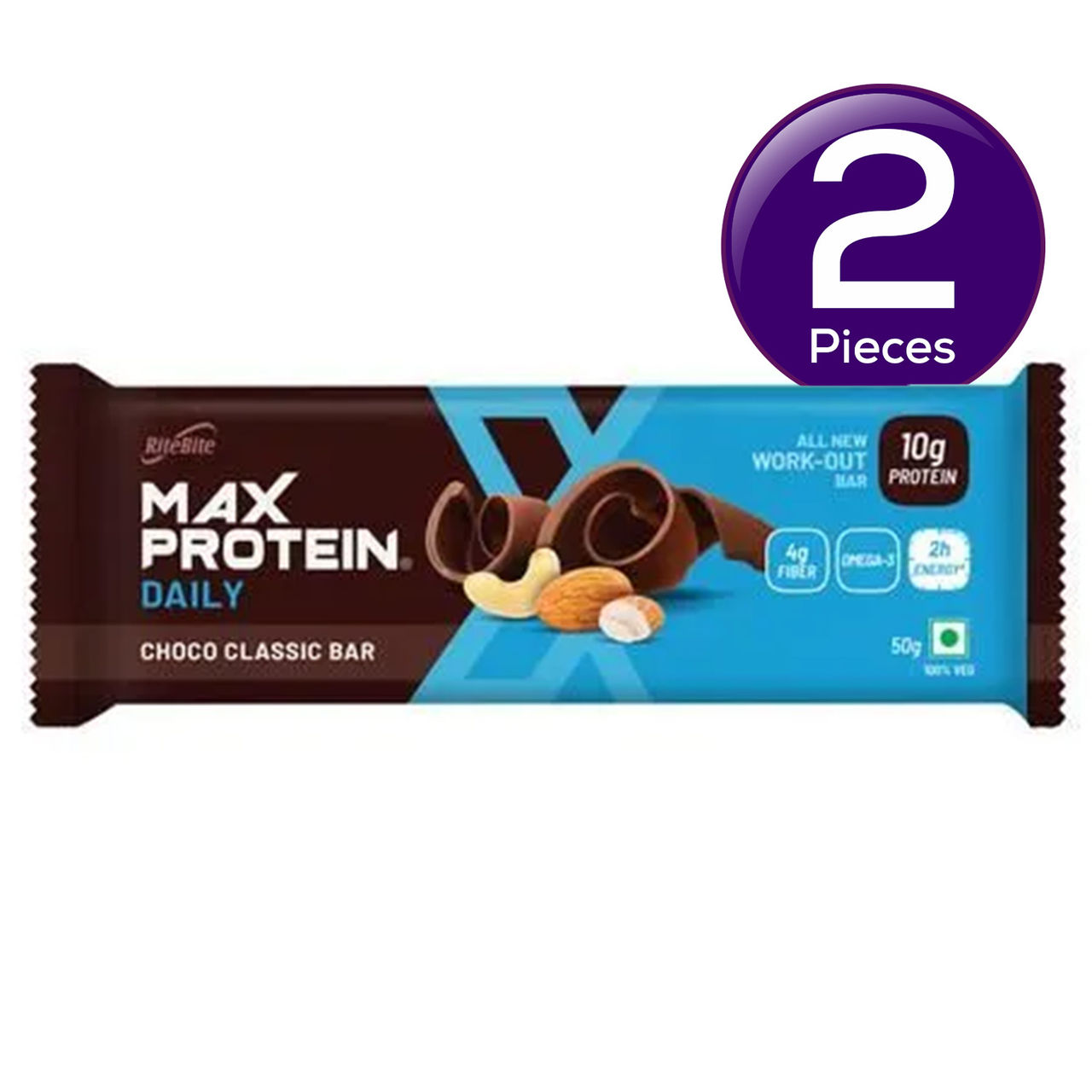 RiteBite Max Protein 10g Protein Bar Choco Classic 50 g Combo