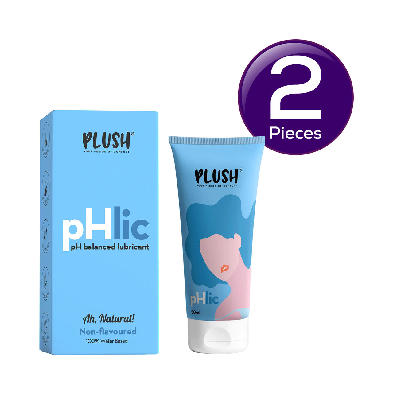 Plush Natural Intimate Lubricant For Men & Women Water Based & 100% Clean Ingredients 50 ml Combo