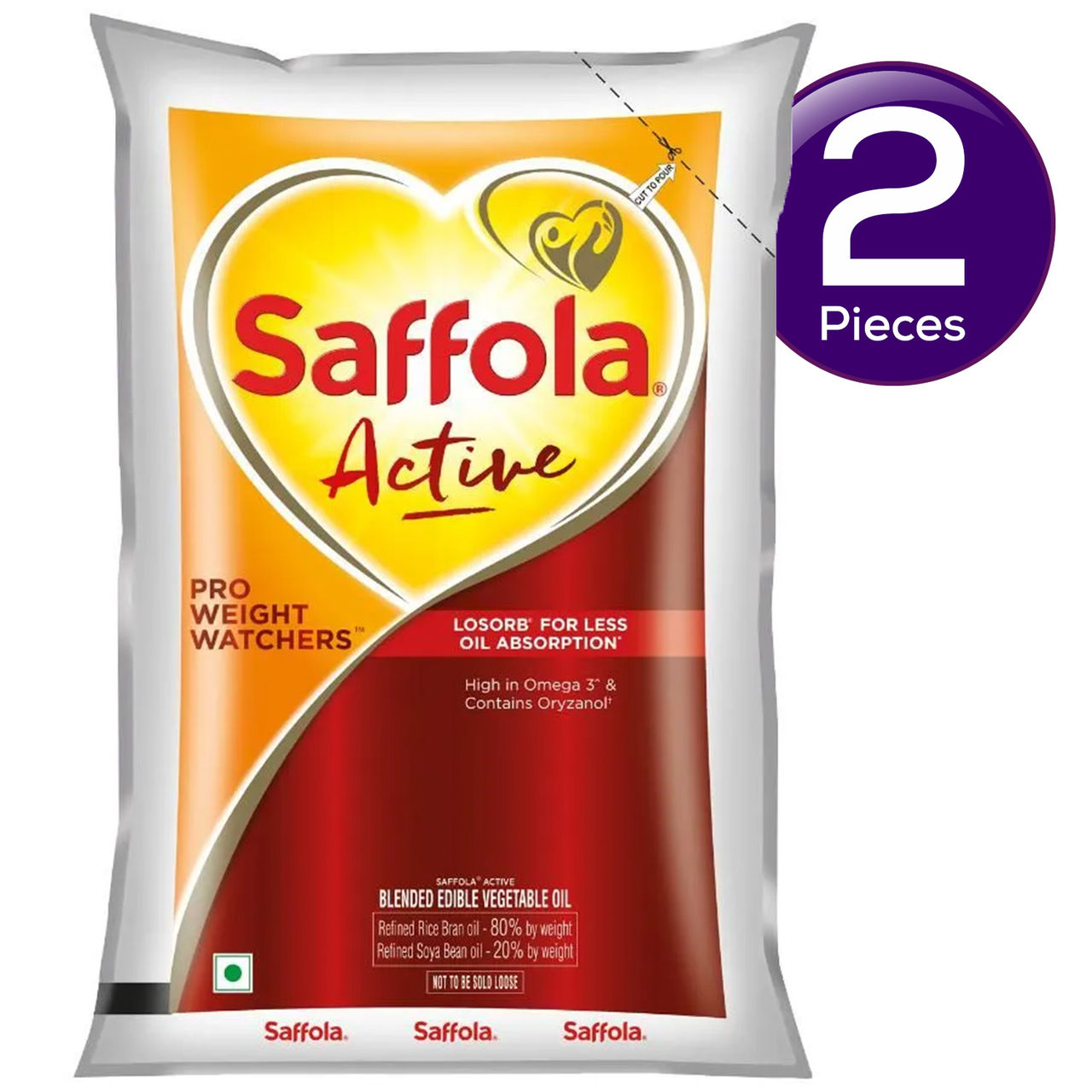 Saffola Active | Rich in Omega 3 and Oryzanol | Edible Oil Pouch 1 l Combo