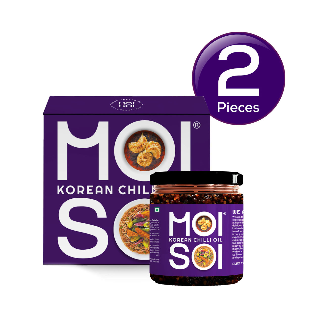 MOI SOI Korean Chilli Oil - Vegan, Used As Spread, Marinade & Dip 175 g Combo
