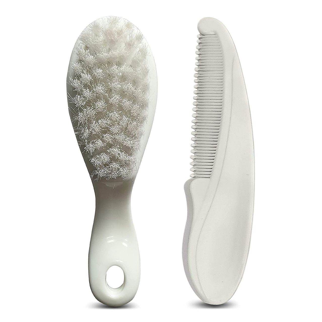 LuvLap Elegant Baby Comb & Brush Set Grooming Kit For Kids | White | 0 - 3 years