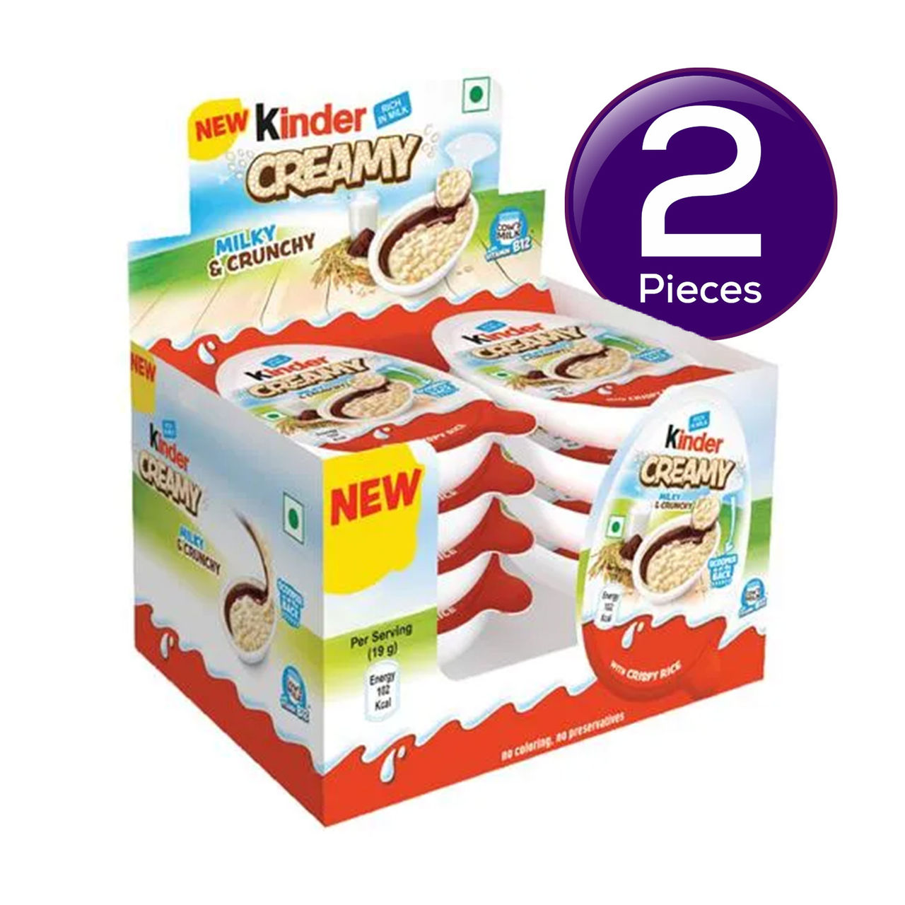Kinder Creamy Milky & Cocoa Chocolate With Extruded Rice Combo